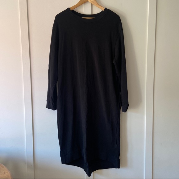 Zara Dresses & Skirts - Zara Black Long Sweatshirt Dress with pockets relaxed fit - Size Large